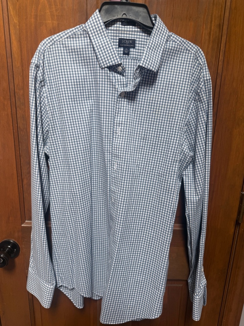 J. Crew Men's Navy and White Gingham Dress Shirt